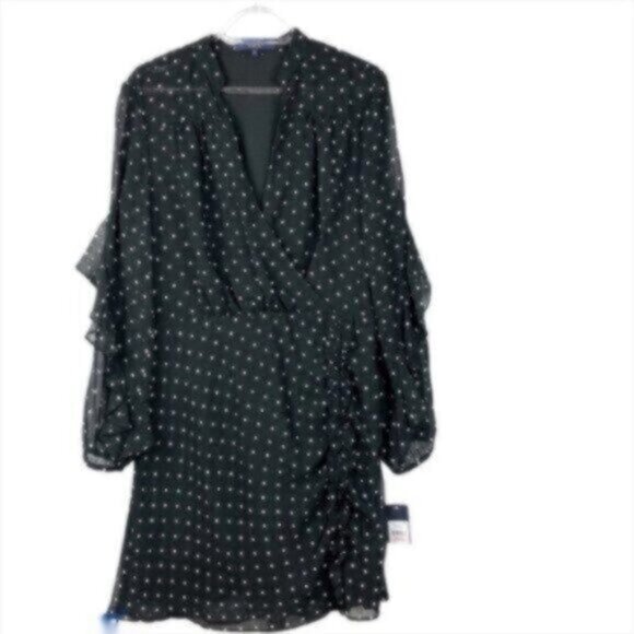 NWT Rachel Roy Black Polka-Dot Ruffle Fancy Dressy Party Cocktail Dress 10 - Picture 6 of 12